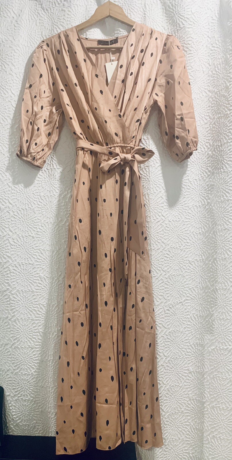 Simplee Polka Dot Split Long Dress Size S / Length 49 Inches