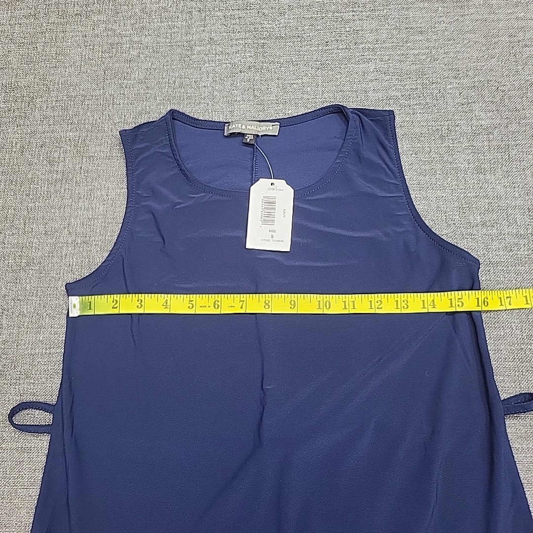 Kate and Mallory Womens Everyday Evening Sleeveless Dress w Belt Small Size Navy
