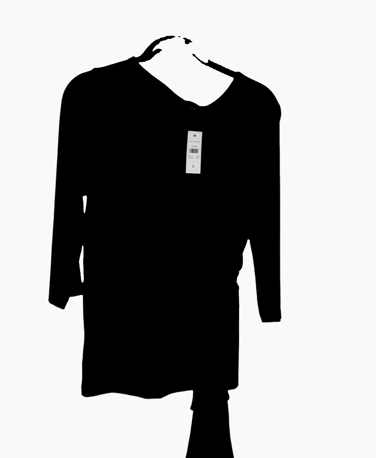 Ann Taylor Women’s Black Solid Sheath Dress Knot Front Round Neck Knee L/S L
