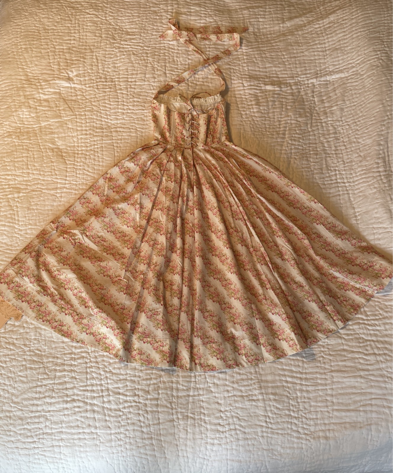 Lacemade Pink & White Floral Halter Top Sundress – Junior Size M