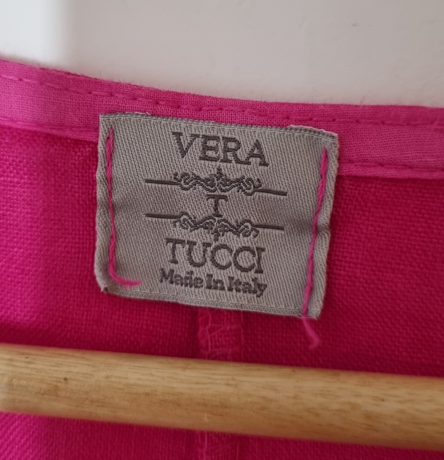Vera Tucci Linen Dress Size XLPink Pockets Lagenlook Oversized Chest 48”