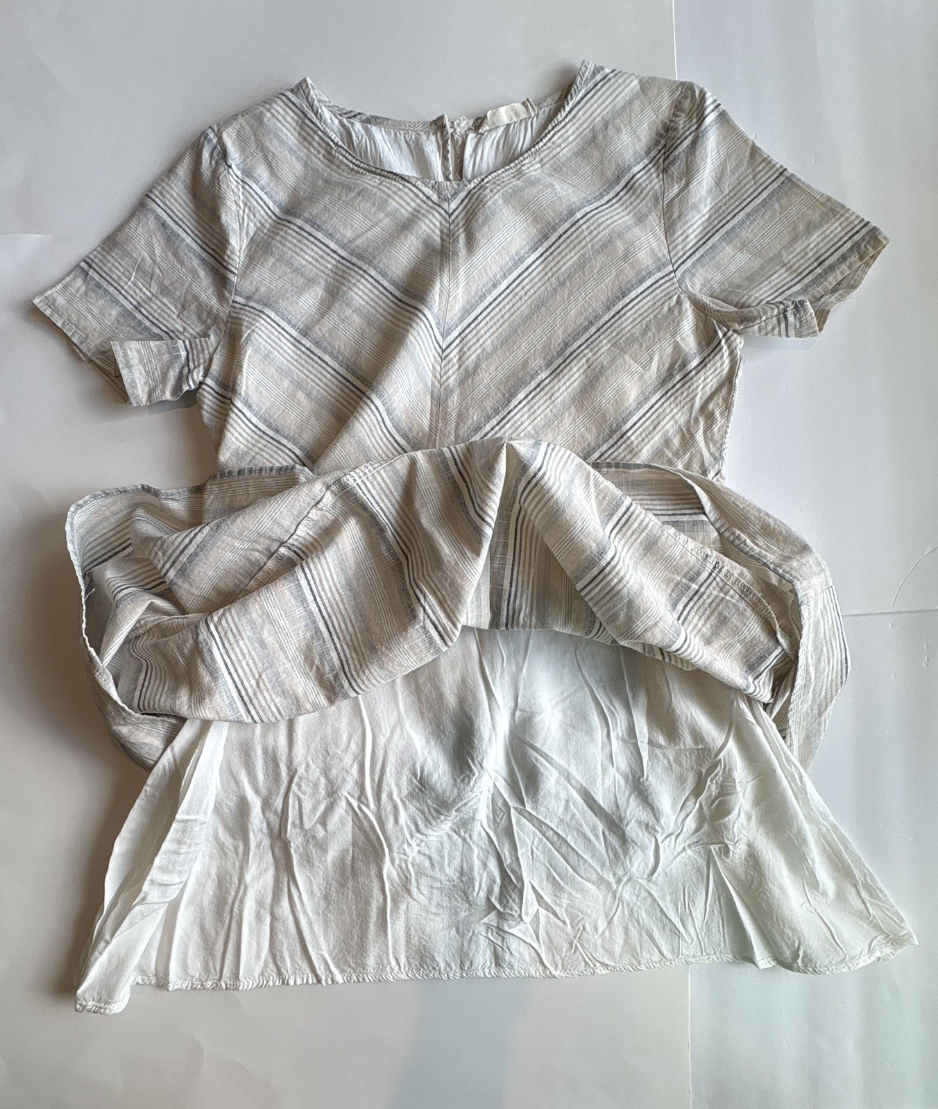 ALTAR’D STATE Neutral Color Stripe Cotton Short Sleeve DRESS Women’s Small cool