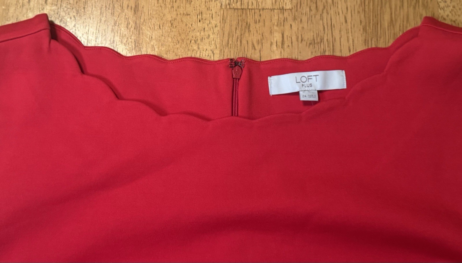 LOFT Women’s Plus 24 Red Solid Knit Sweetheart Sleeveless Sheath Knee Dress