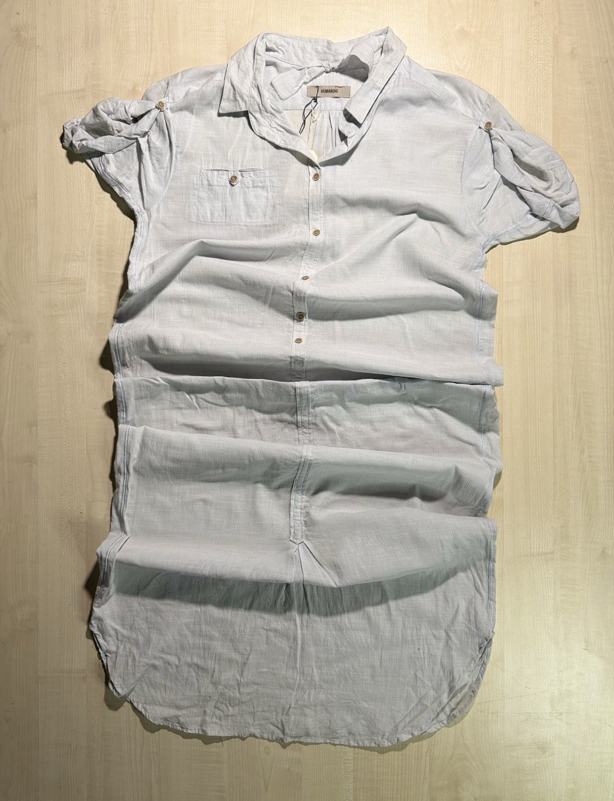 Humanoid Dress Cover Up Cotton Button Up Light Blue Size S