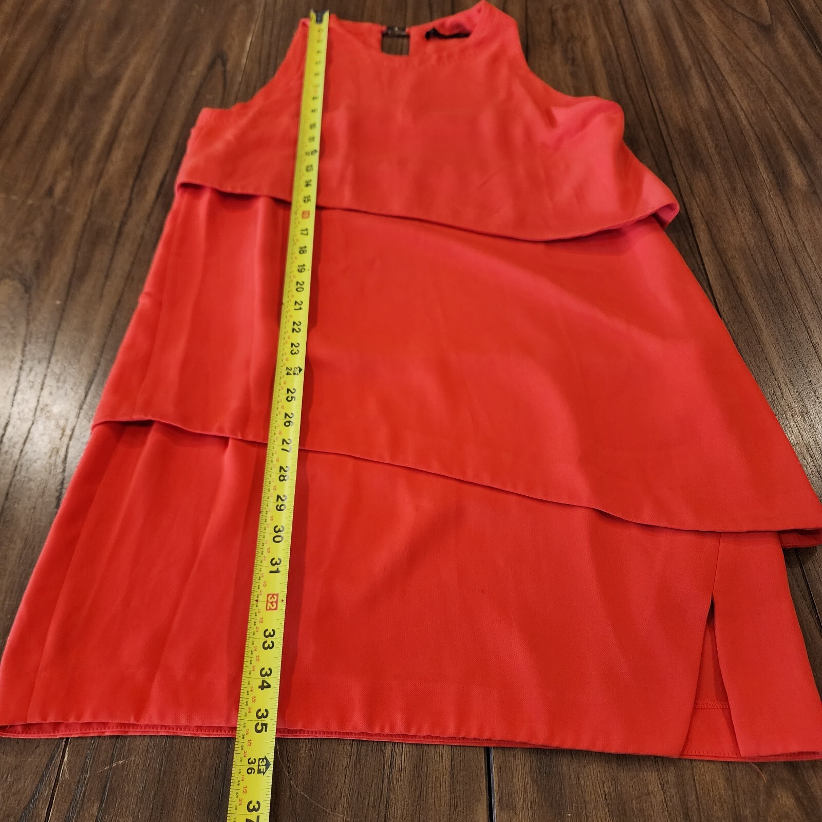 Sfera Layered Front Crew Neck burnt orange tiered sleeveless mini Dress M/L