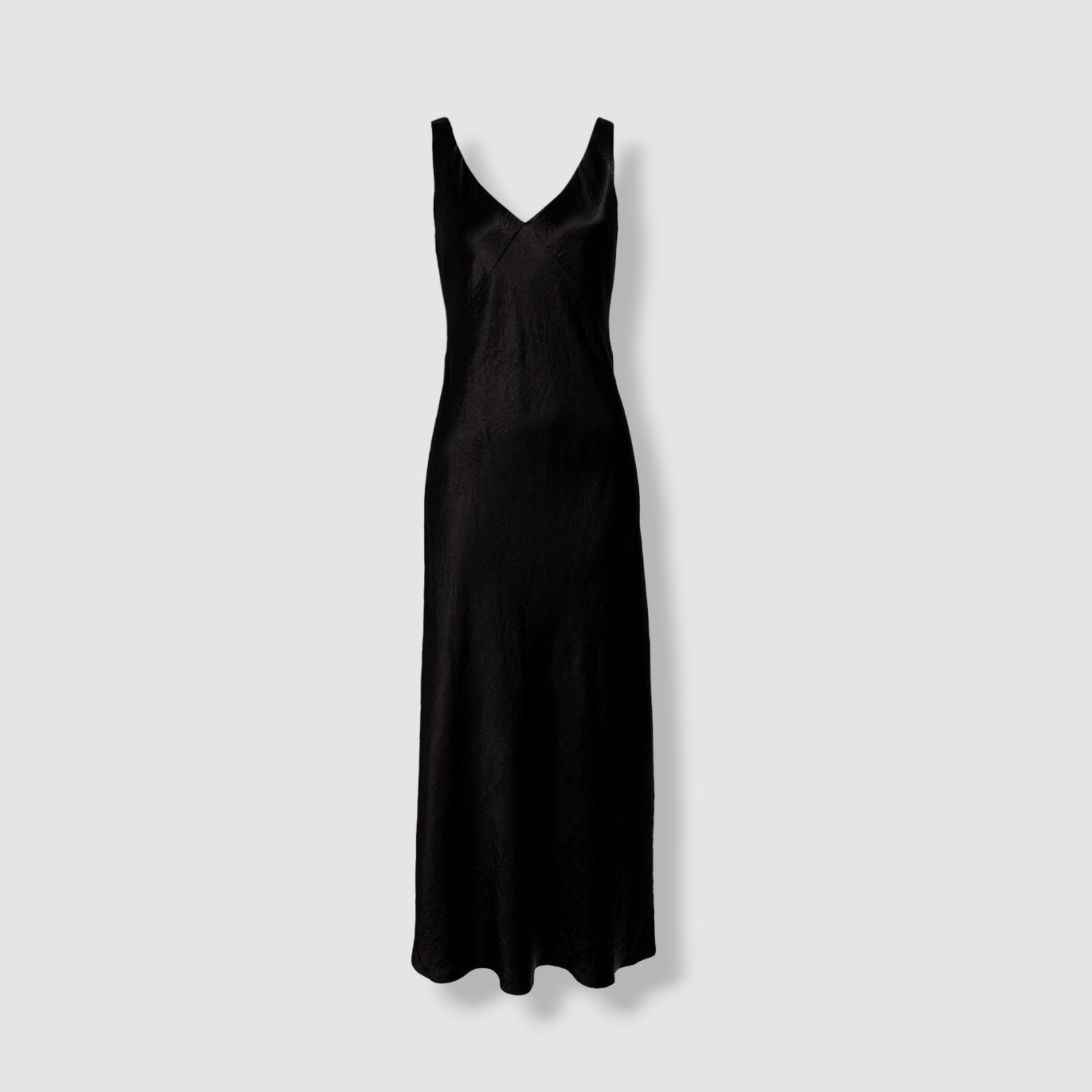 $427 Vince Women’s Black Satin V-Neck Maxi Slip Dress Size L