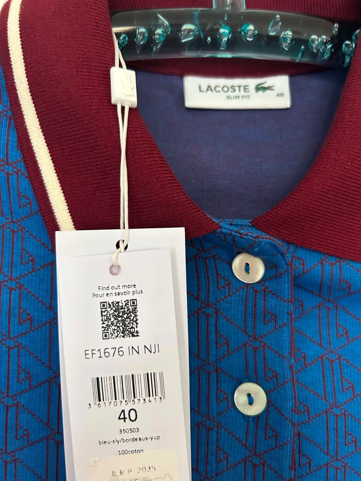 LACOSTE MONOGRAM JACQUARD POLO DRESS EF1676 NJI NEW WITH TAGS