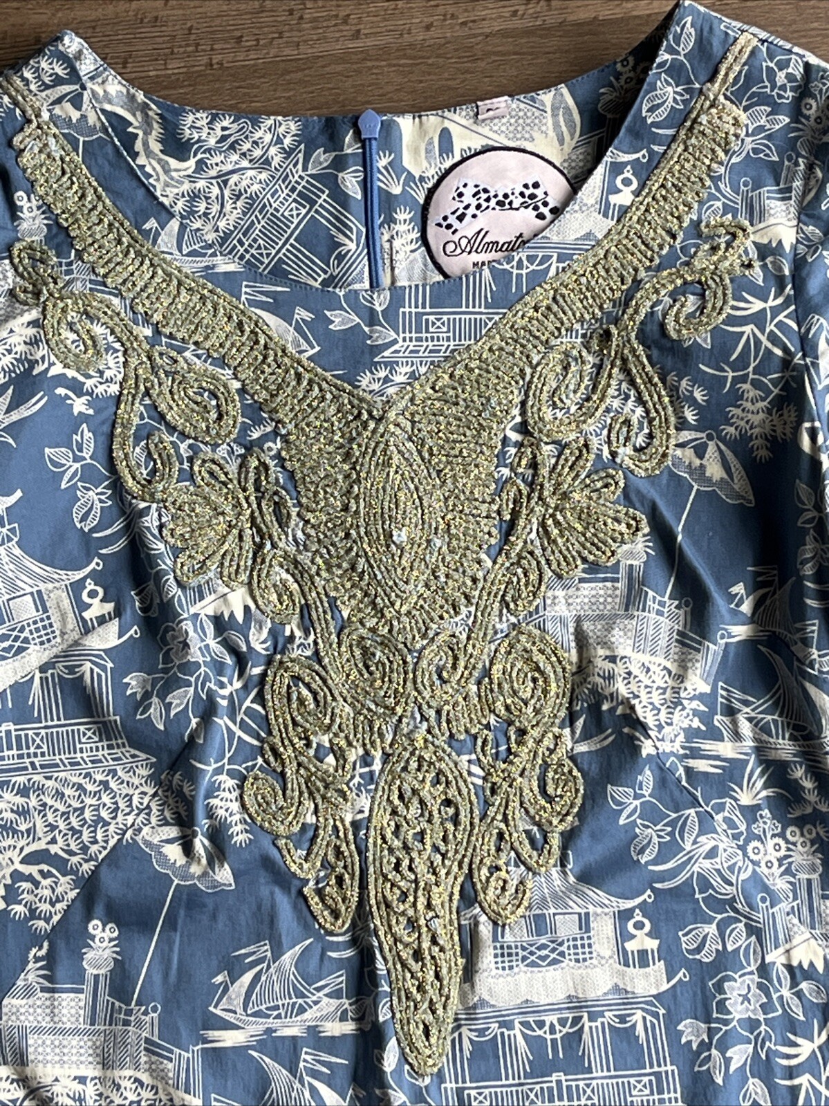 Almaritchi Madrid-Spain Women’s Sheath Dress Cotton Blend Embroidered Size 36