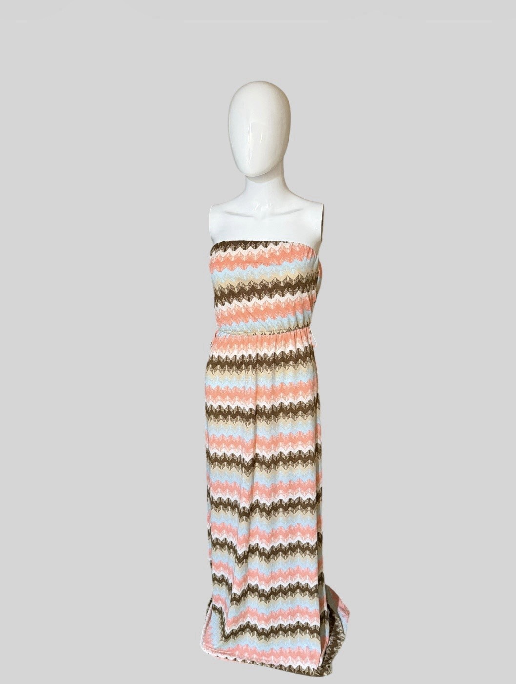 Wishful Park Strapless Maxi Dress Women’s Small Chevron Print