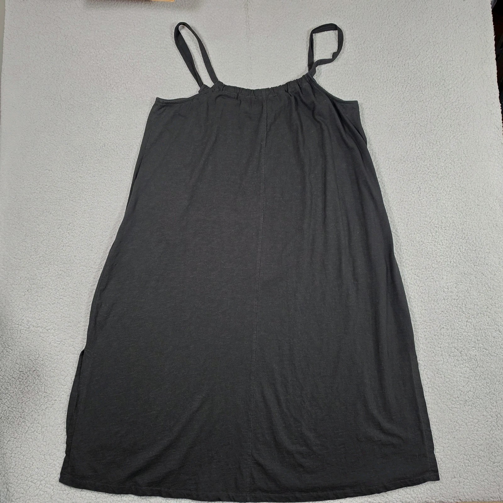 Able Sleeveless Sundress Large Black Cotton Tie Front Pocket Beach Resort Summer