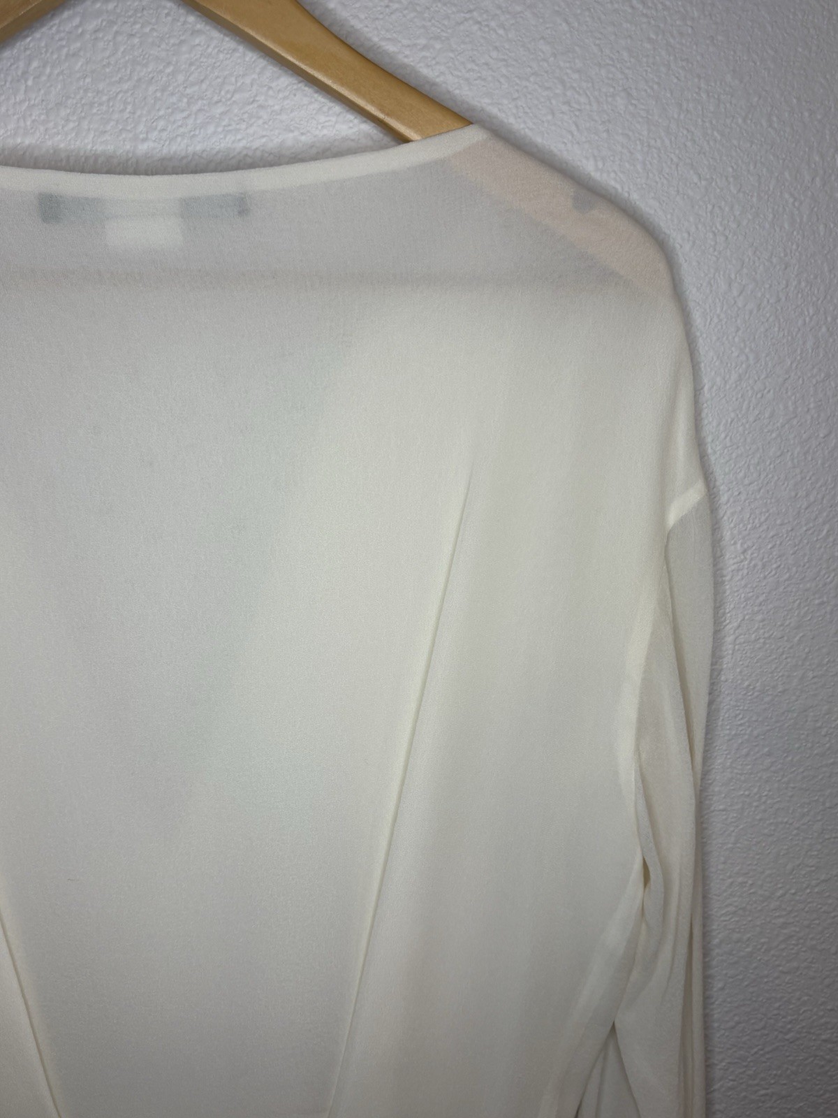 LES PRAIRIES DE PARIS 100% Silk Rhinestone Plunging Dress Ivory Pleated 6