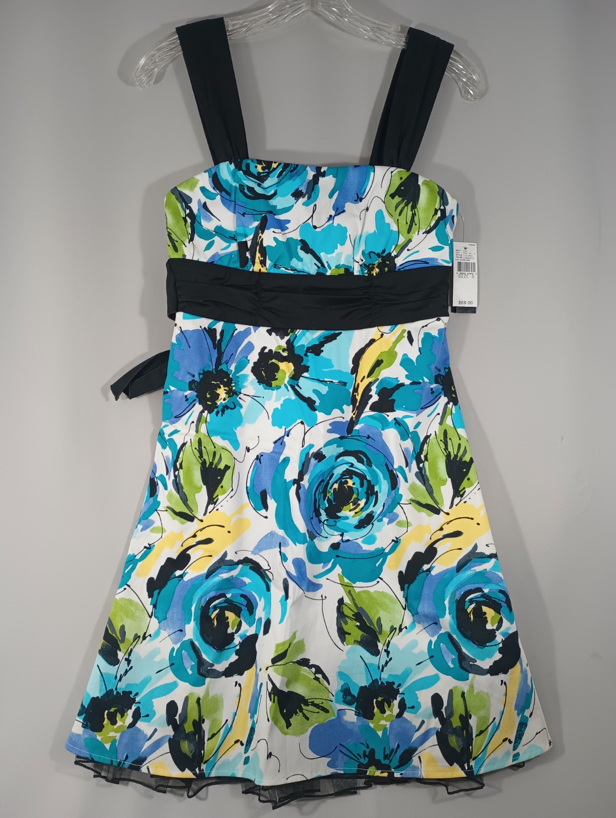 IZ Byer NEW Women’s Size 5 Signature Dress Turquoise Blue Black Lined Empire