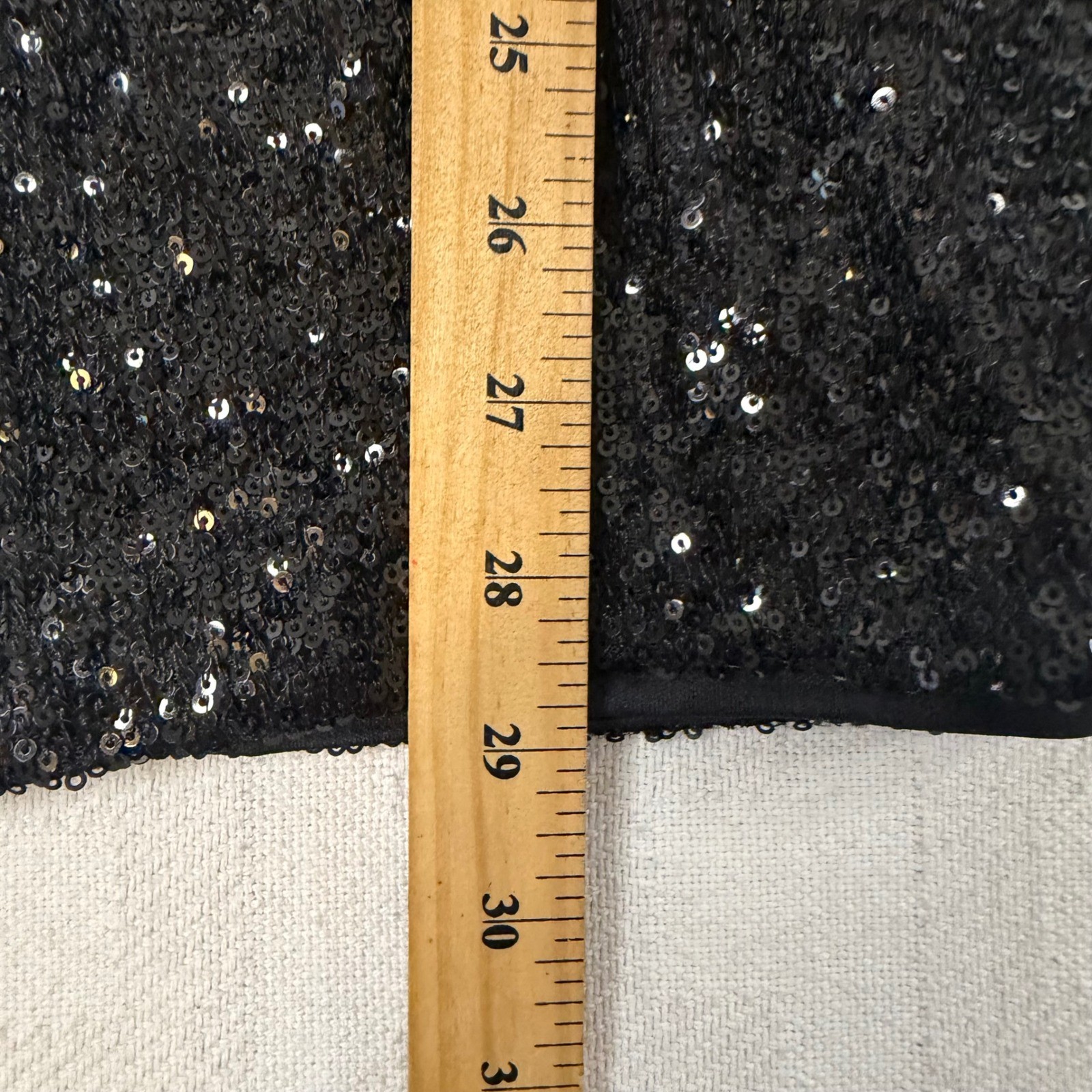 Hilary Radley Black Sequin Short Sleeve V-Neck Shift Dress CO4478L-48F Small NEW