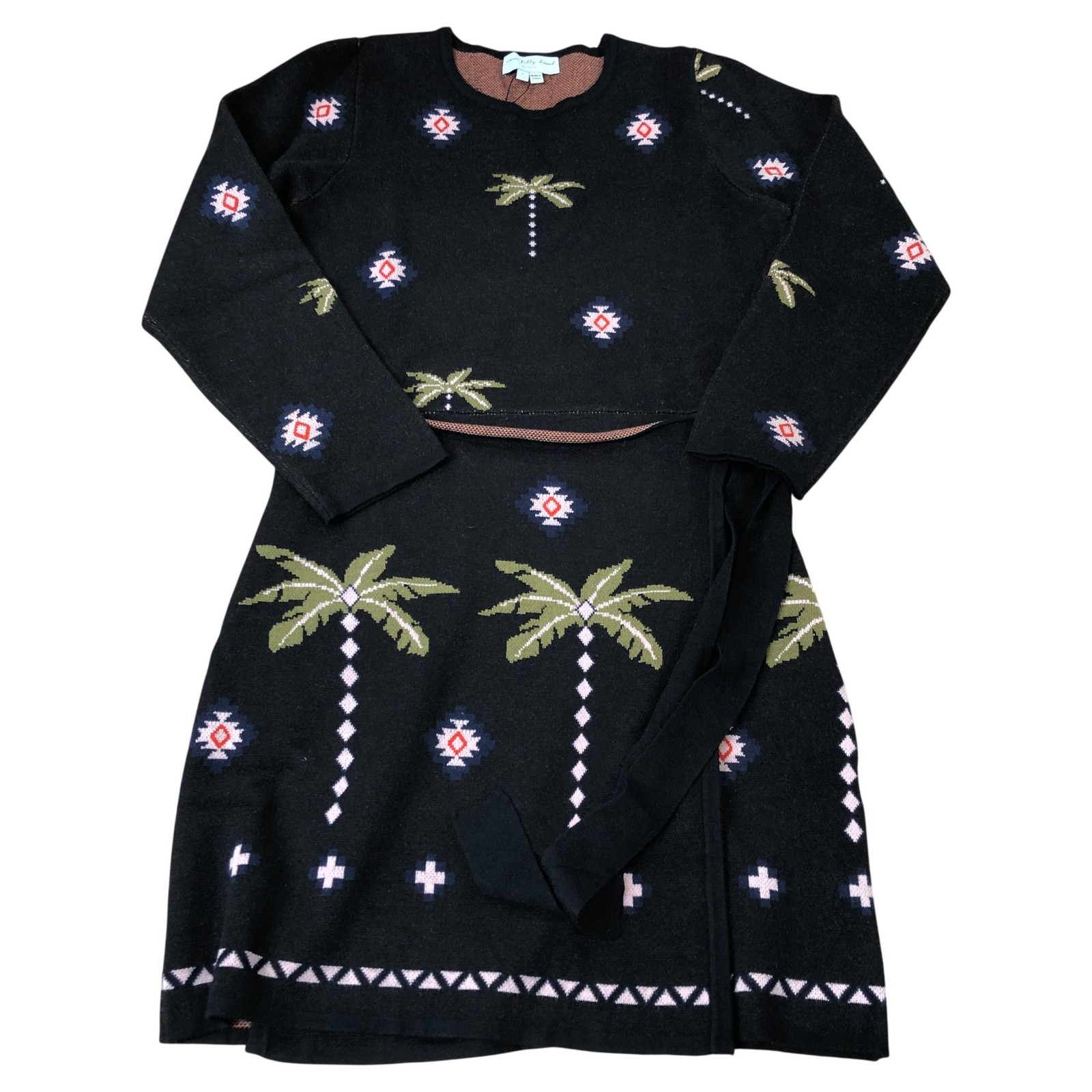 Midnight Havanna Elise Mini Dress L Women’s Black Palm Wrap Knit
