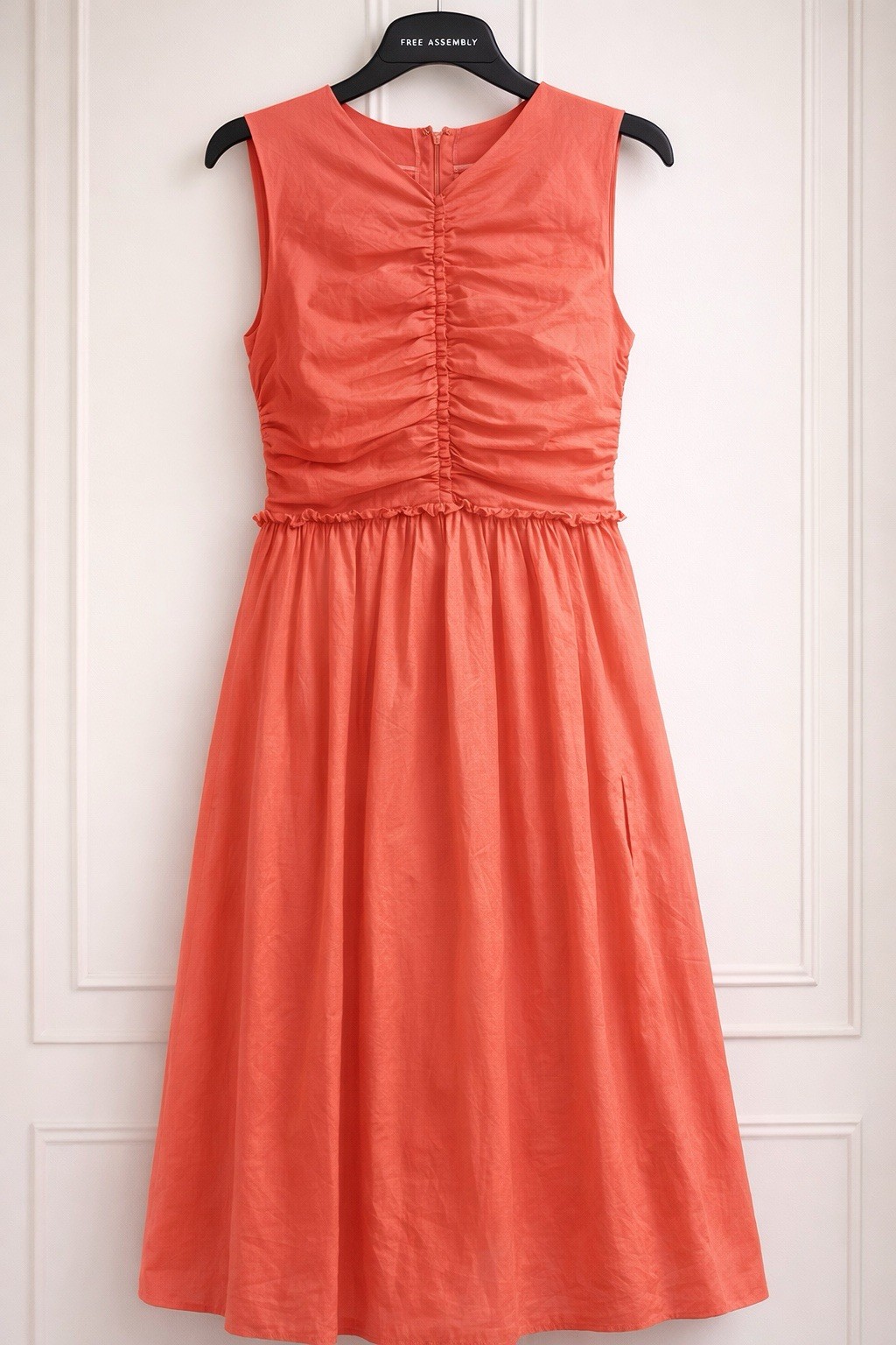 Petal + Pup Coral V-Neck Sleeveless Ruched Solid Midi Dress Womens XL