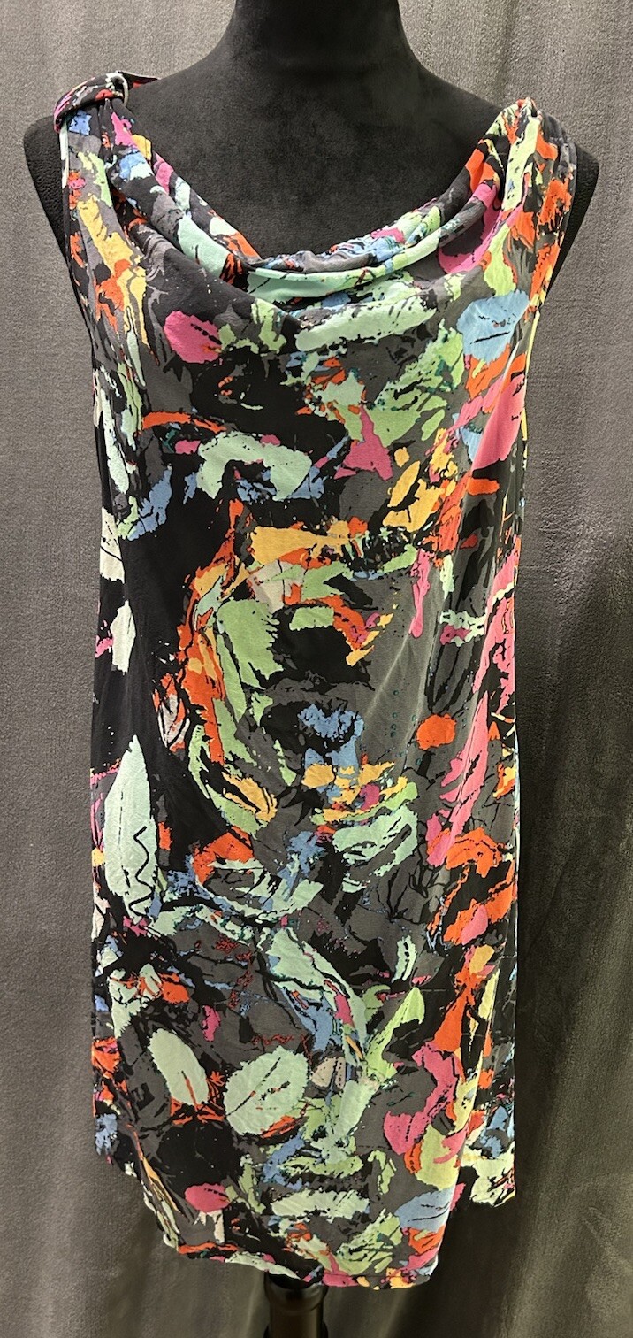 Presley Skye Silk Shift Colorful Sleeveless Colorful Dress Sz S