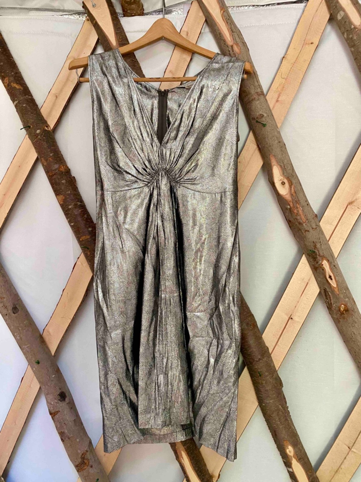Detacher (To Be Attached), Y2K, Metallic Silver Dress, Medium Length, Size 6
