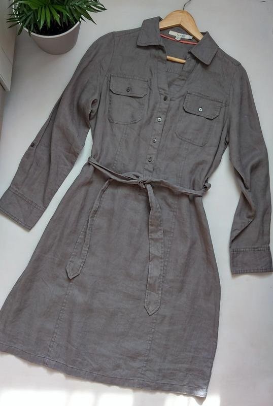 Women Boden Dress Grey Linen 38 / M / 46