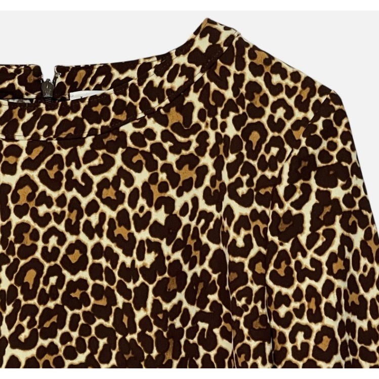 J.Crew Leopard Print Long Sleeve Shift Dress K2150 Brown Tan Womens 12