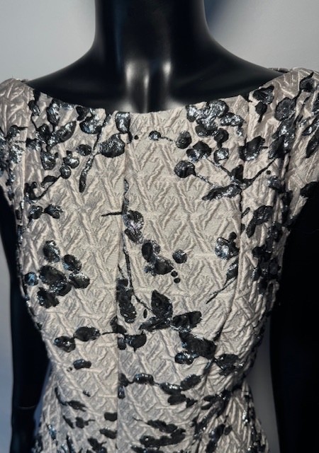 Talbot Runhof, Silver/Black, Brocade Cocktail Dress, Size 40 (DE) Unworn