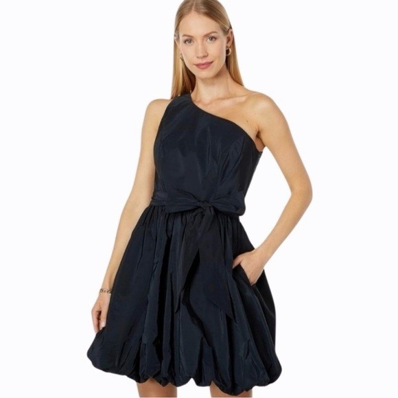 Lilly Pulitzer FAB! Sondralee One Shoulder Tafetta Pocket Bubble Dress Black 6