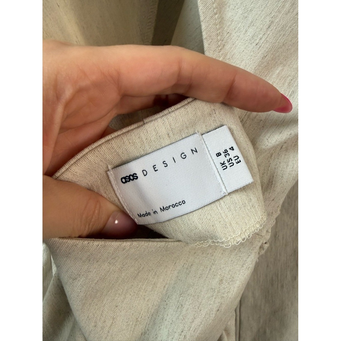 ASOS Design Bengaline Open Back Mini Dress Oatmeal 4
