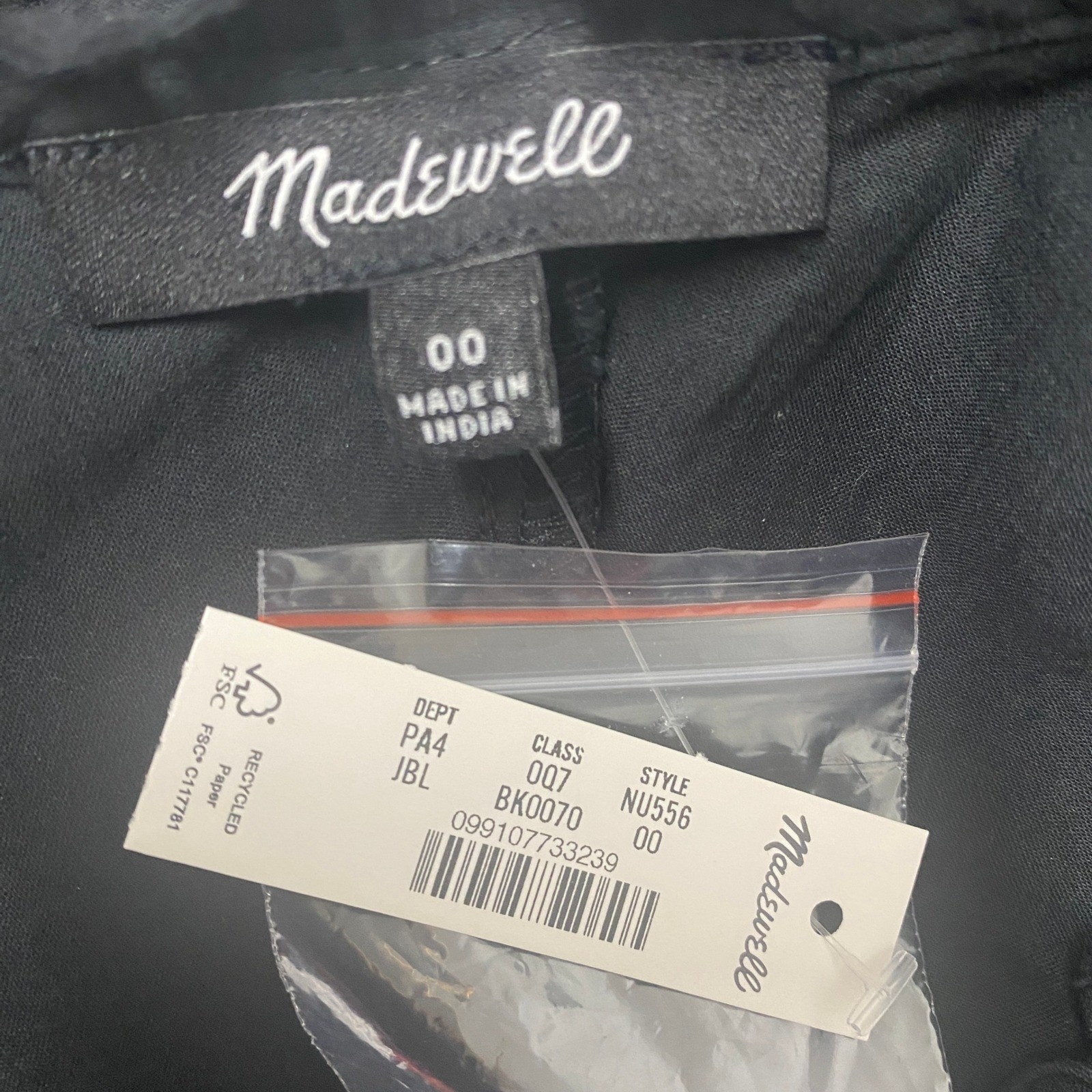 Madewell Dress Size 00 Black Eyelet Flutter Sleeve Mini Cotton Sundress NU556