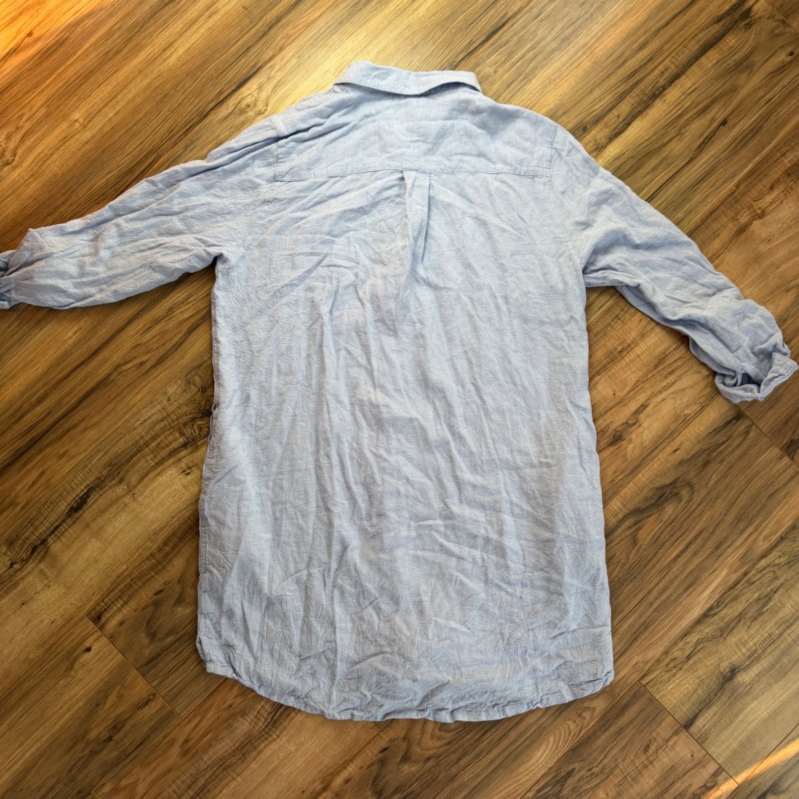C&C California Linen Button Down Shirt Dress XL Roll Tab Sleeve Fisherman Beach