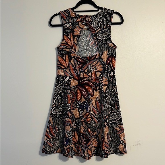 H&M Western Print Sleeveless A-Line Sundress with Stretch and Cut Out Back