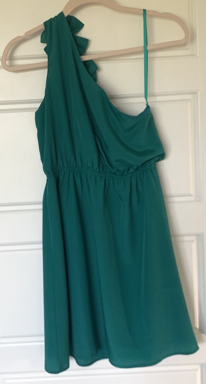 Annabella Women’s Emerald Green Mini Dress Single-Strap Size Small S