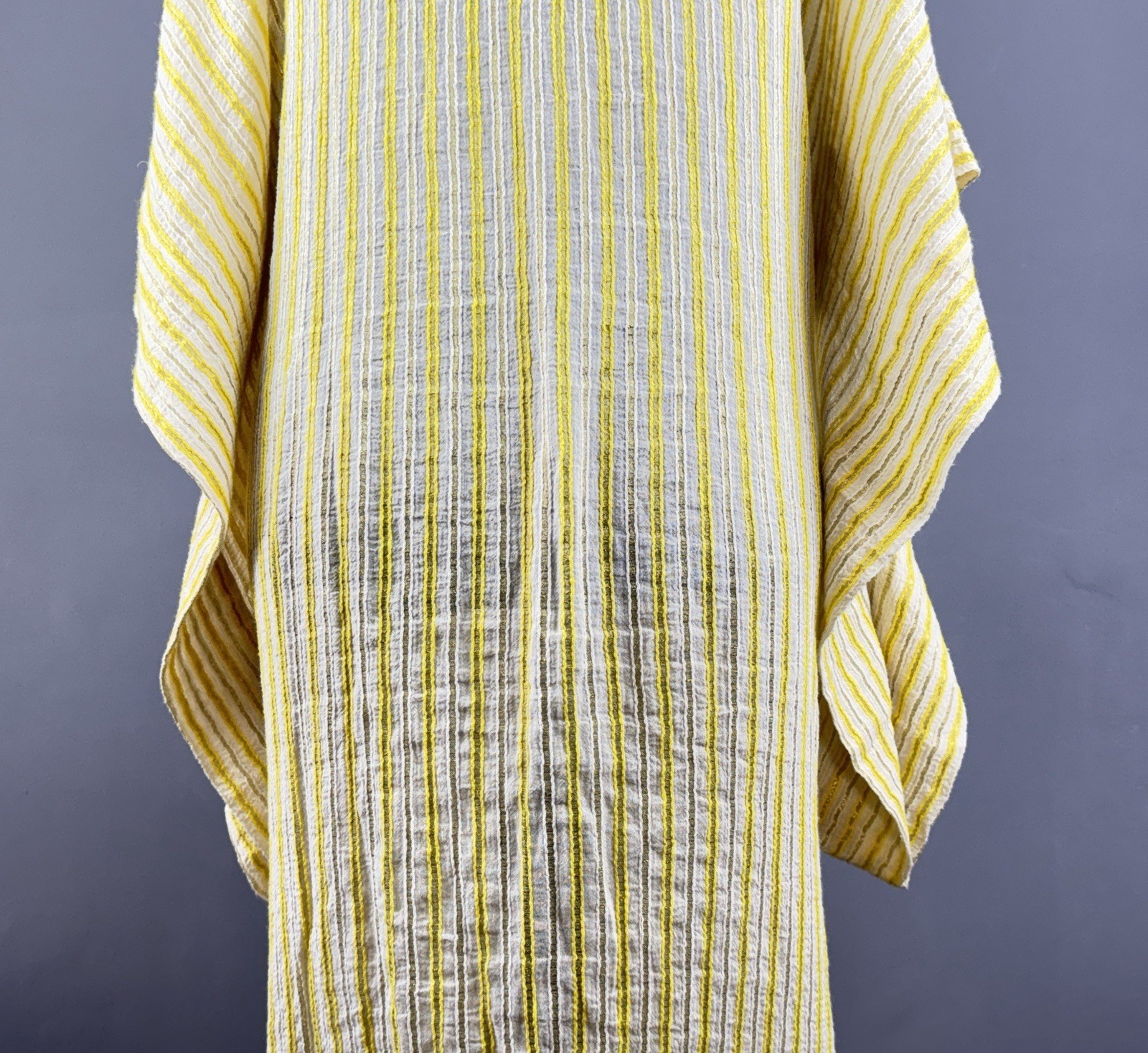 ZEUS DIONE Yellow Striped Oversize Kaftan Style Kimono Dress Size 44