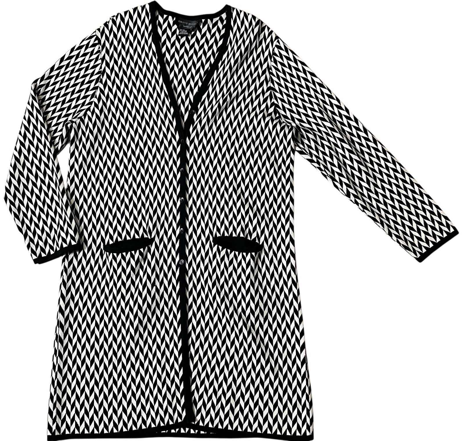 Herringbone sweater dress Sz L silk and cotton Pkts Academia old money classy