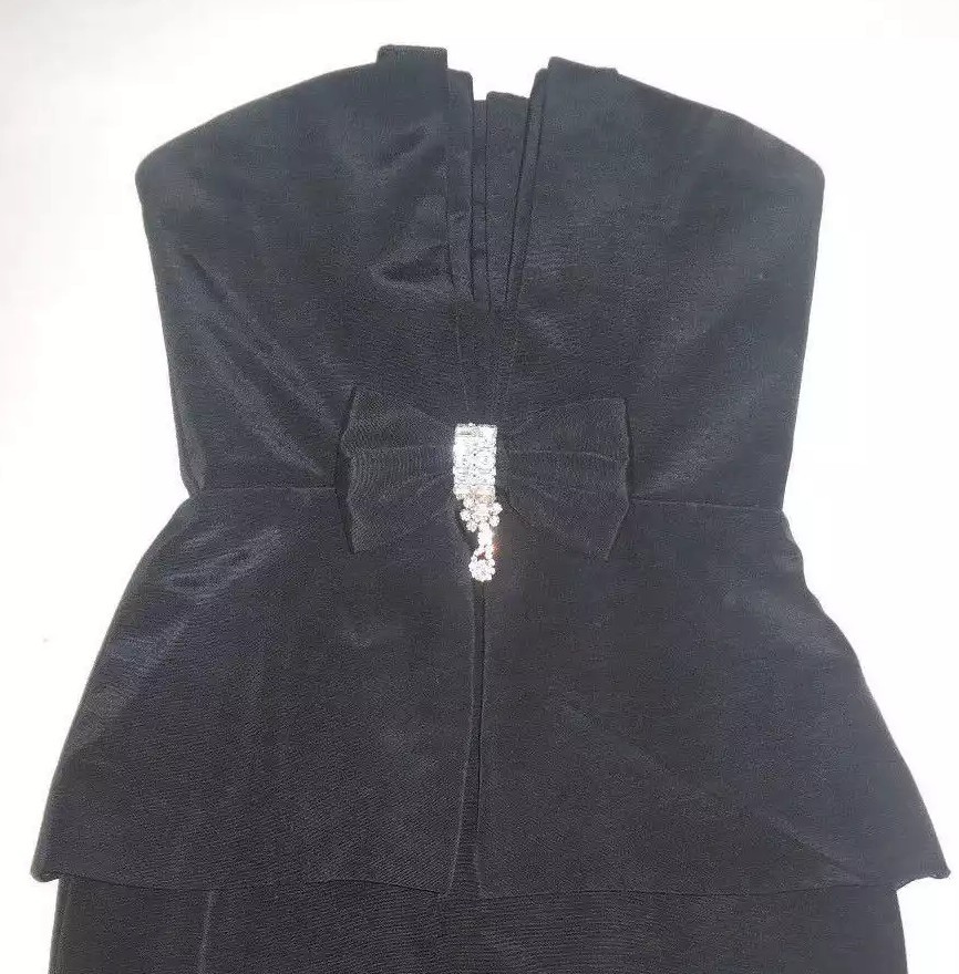 A.B.S. COLLECTION WOMENS DRESS BLACK STRAPLESS BOW JEWELED DRESS SIZE 2