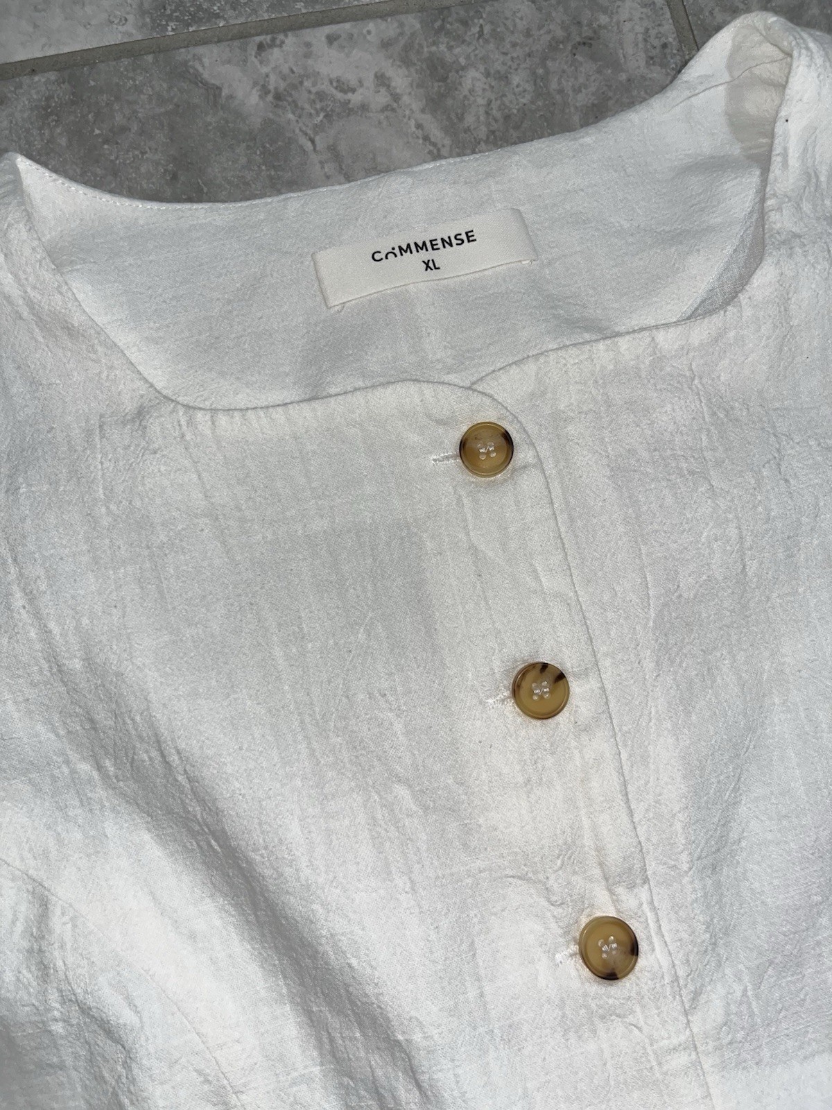 COMMENSE White Sleeveless Button Front Cotton Mini Shirt Dress Cinch Waist XL