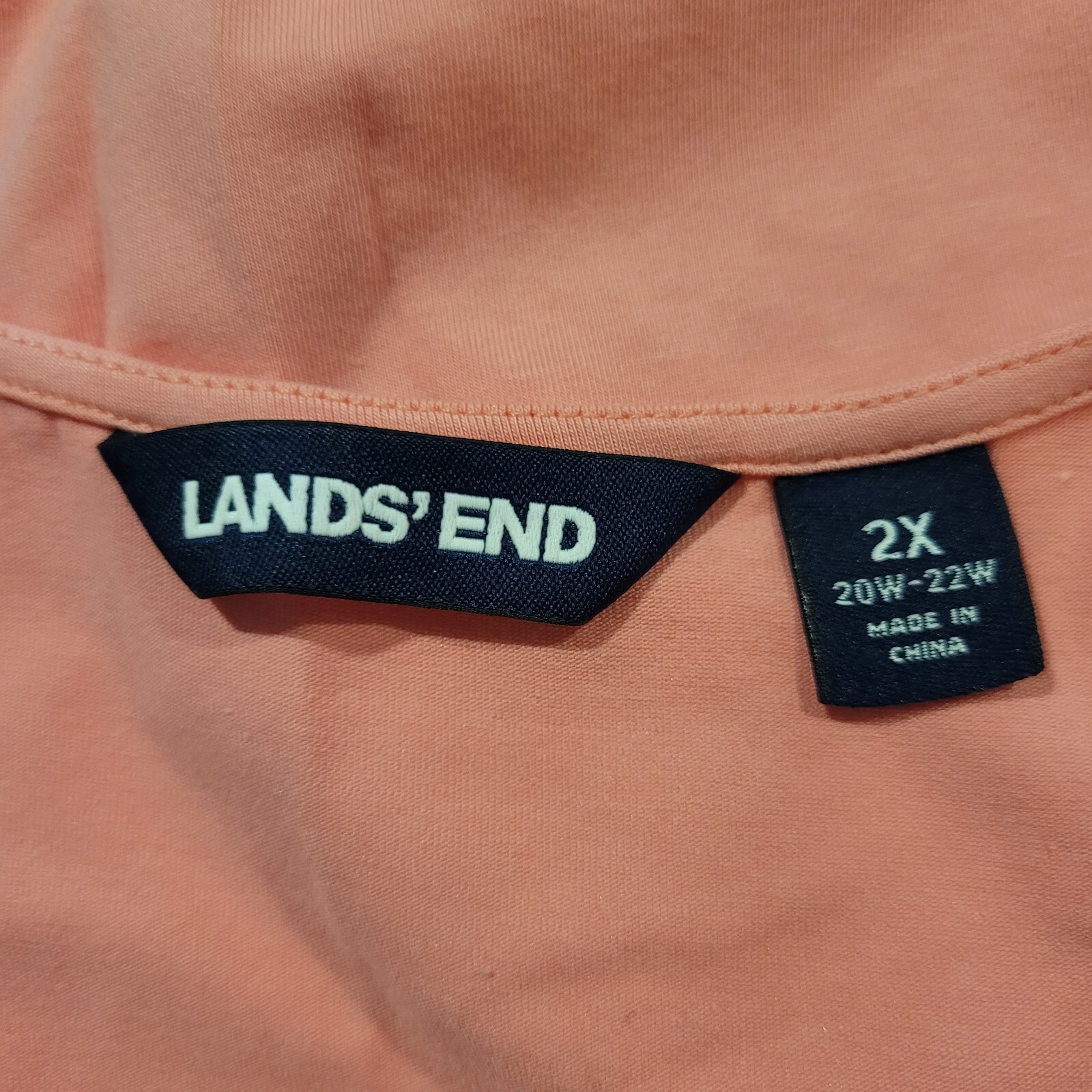 LANDS END 2X Wrap Front Fit & Flare Dress Coral Pink Tie Dye Sundress Surplice