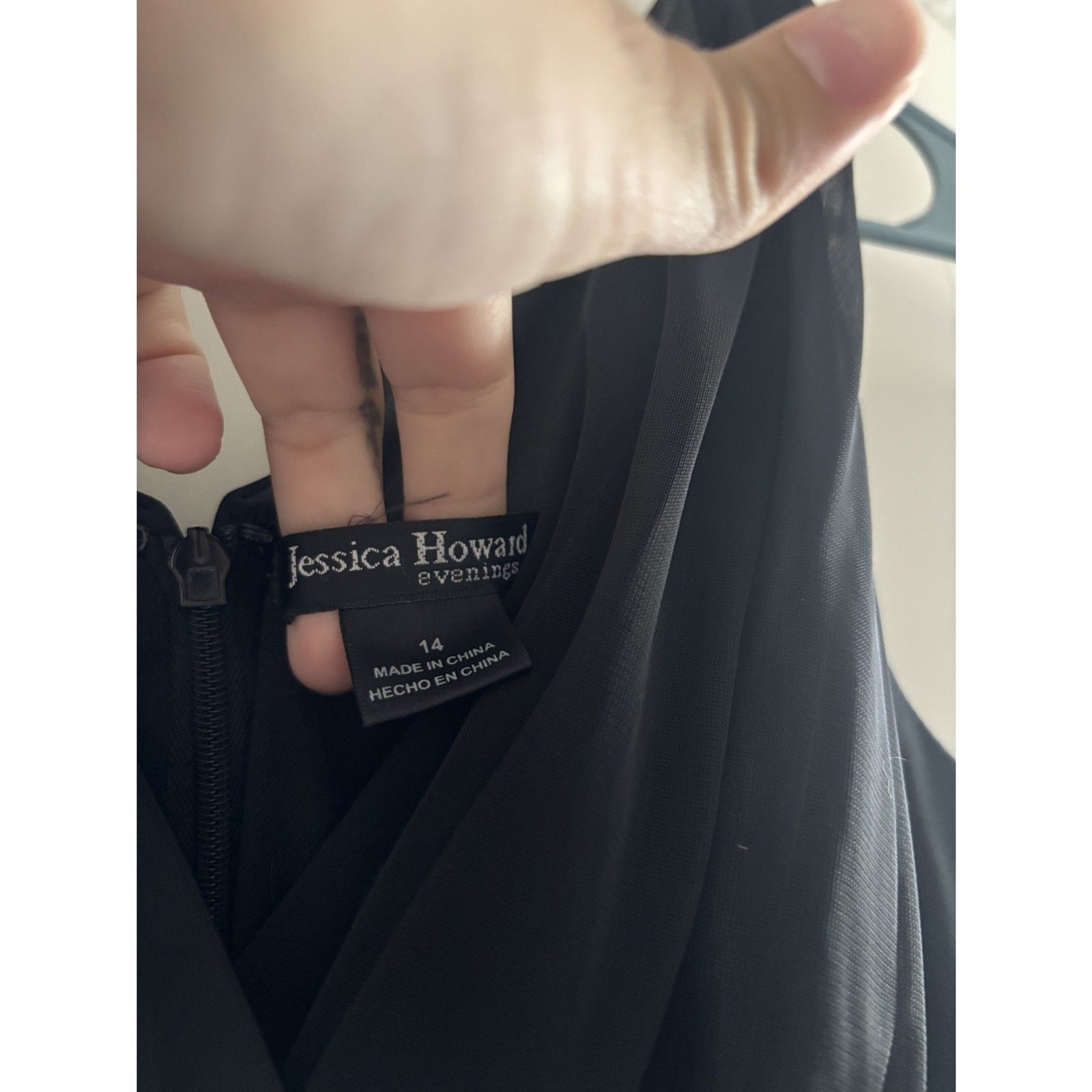 Jessica Howard Black Sleeveless Cocktail Dress Size 14 Rhinestone Waist Midi