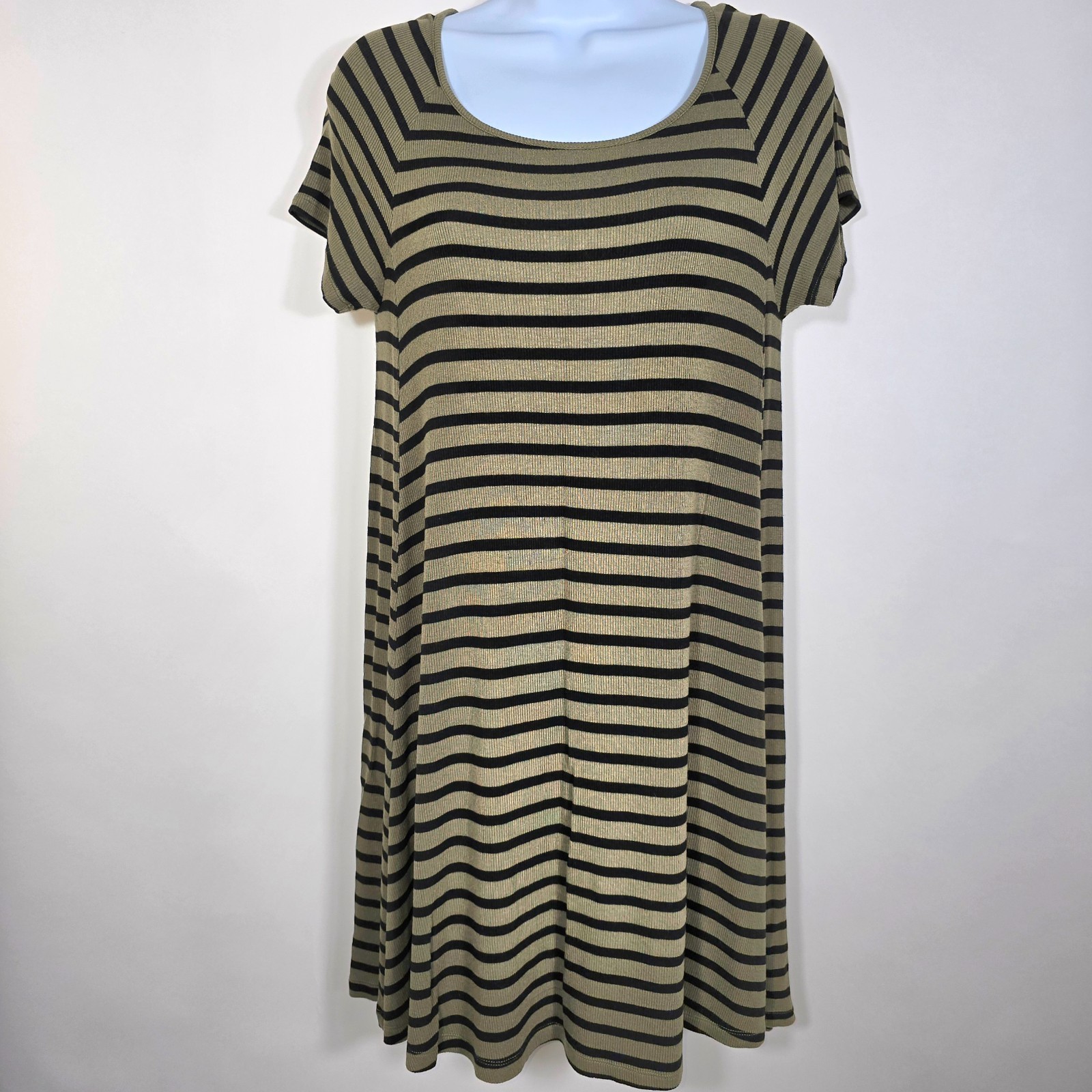 Old Navy Womens Knit Striped Shirt Dress Sz S Petite A Line Short Sleeve Swing