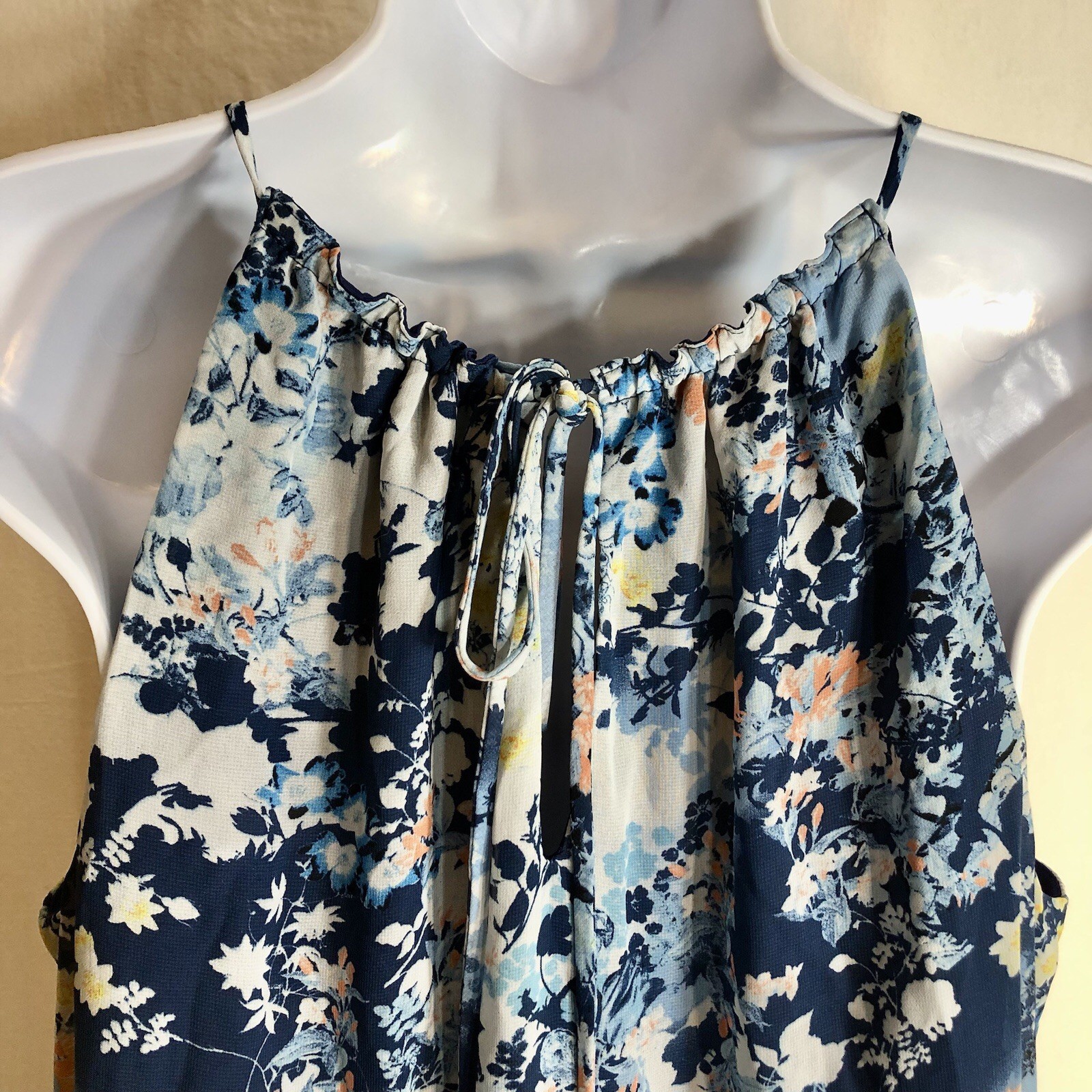 Emma & Michelle Women’s BOHO Halter/Strap Midi Dress Blue Floral Size Large