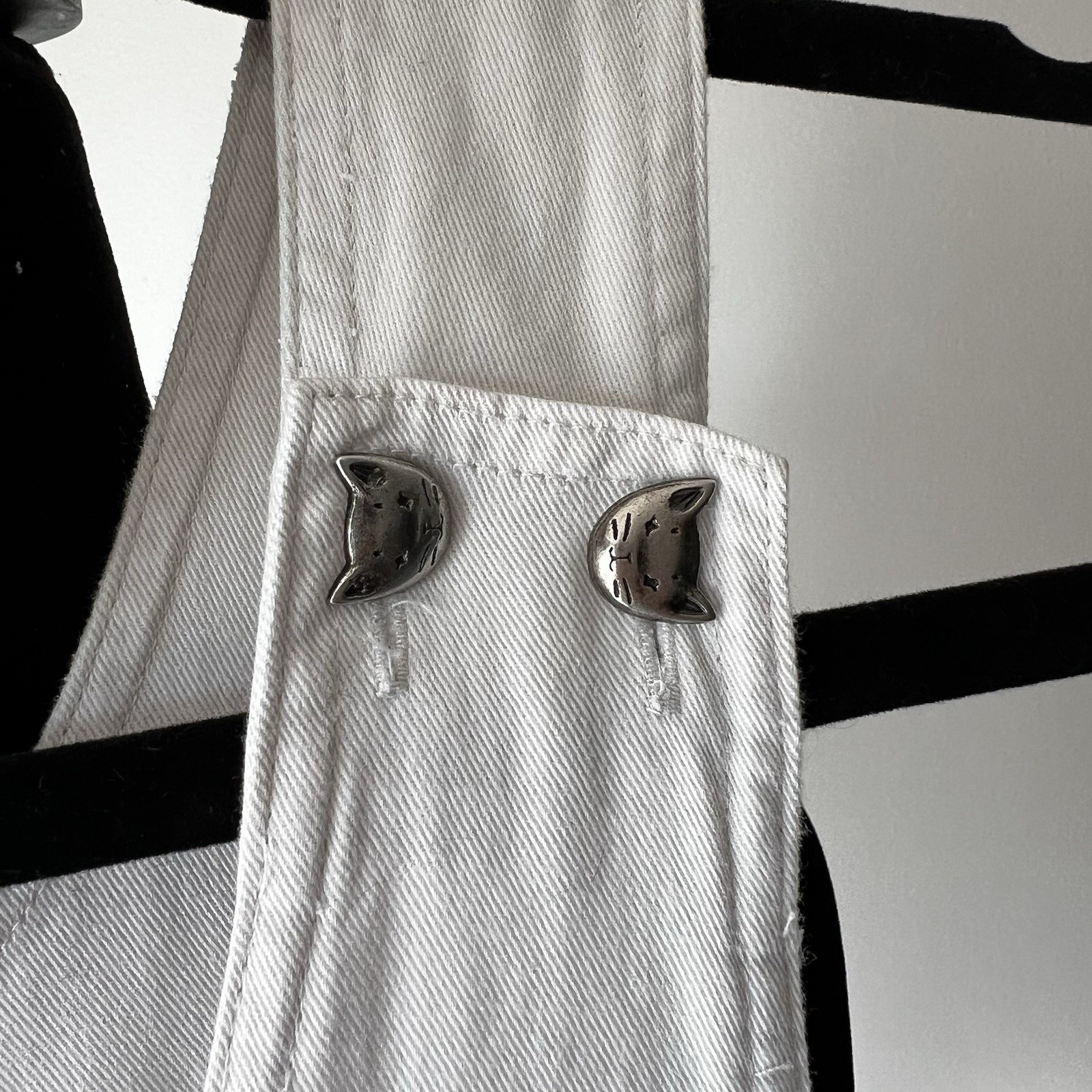 Black Cat Embroidered Cream Pullover Dress Cat Buttons Pockets One Of A Kind