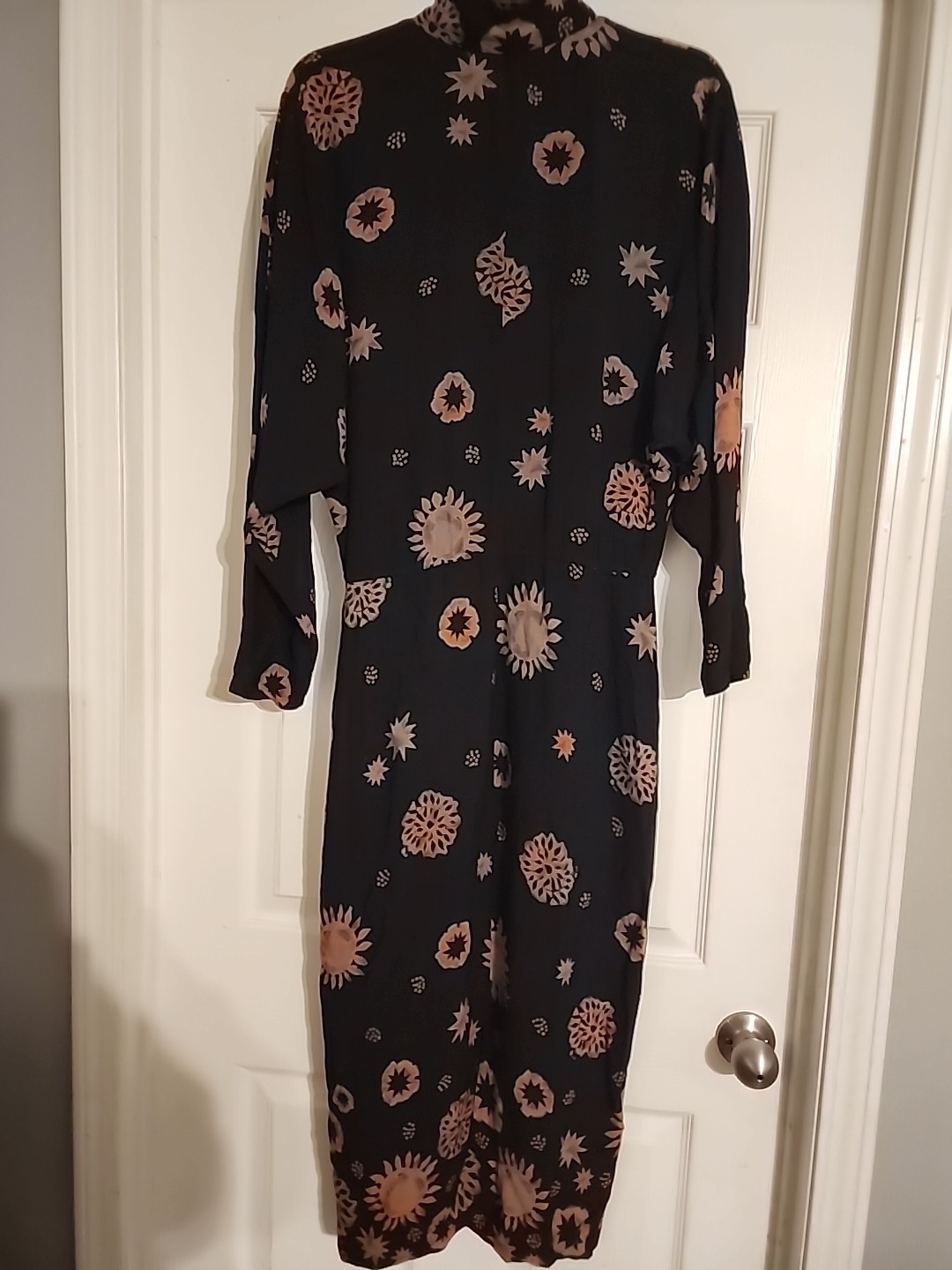 Celestial Hippie Sun & Stars Dress Shear Black Mock Turtle Neck Vintage Festival