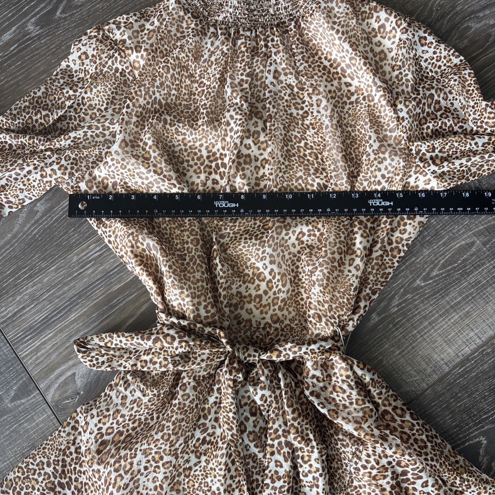 NWT Women’s Alex Marie Size 8 Leopard Print Smocked High Neck Long Sleeve Dress