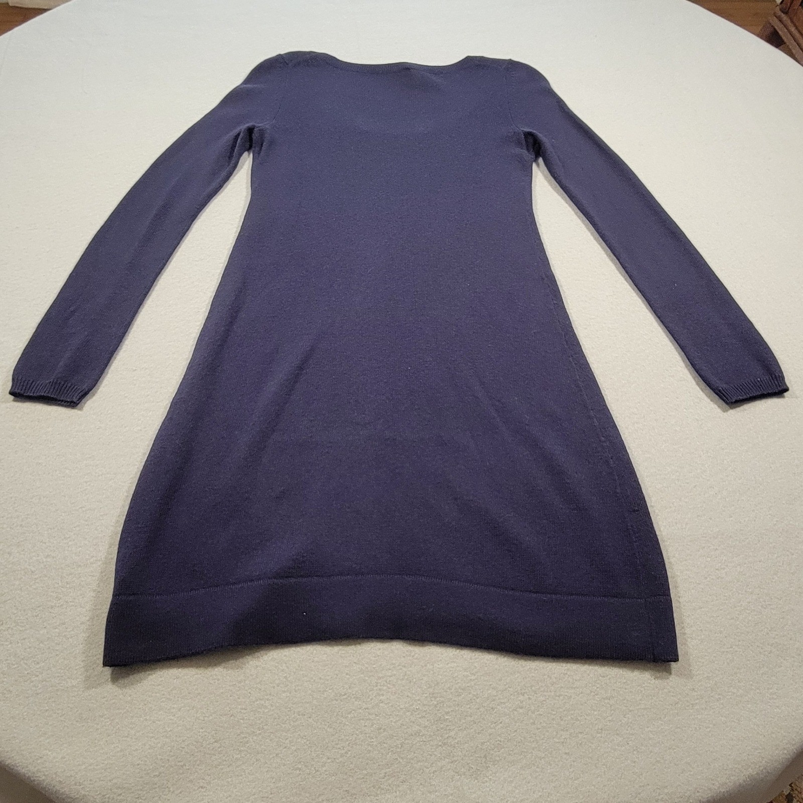 Theory Cashmere Blend Dress Blue Black Women’s Petite Long Sleeve Lace Front