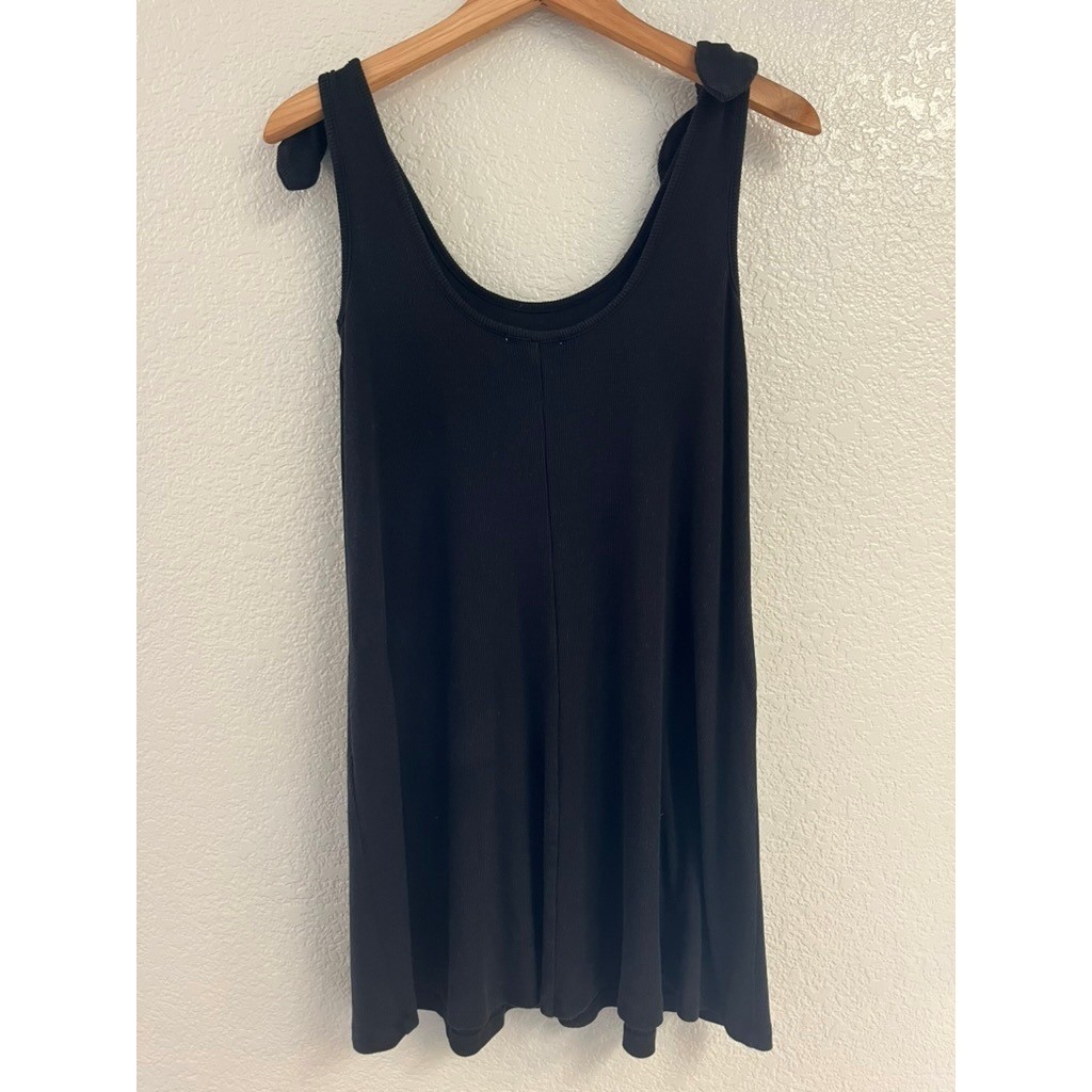 Marine Layer Black Ribbed Tie Shoulder Mini Dress Summer 2022 XS 14265