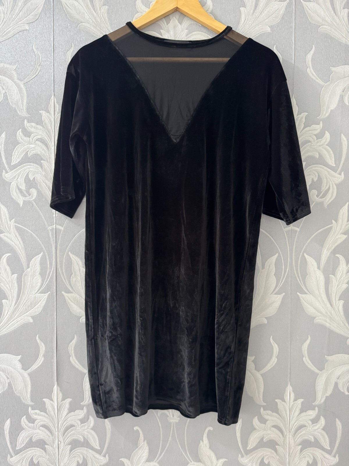 Figa short dress size approx 10 black velour occasions party