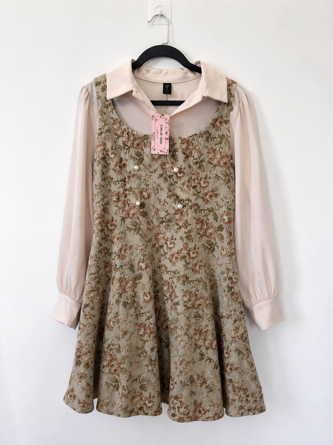 SHEIN MOD Women’s Floral Mini Dress Long Sleeve Cottagecore 1XL NWT
