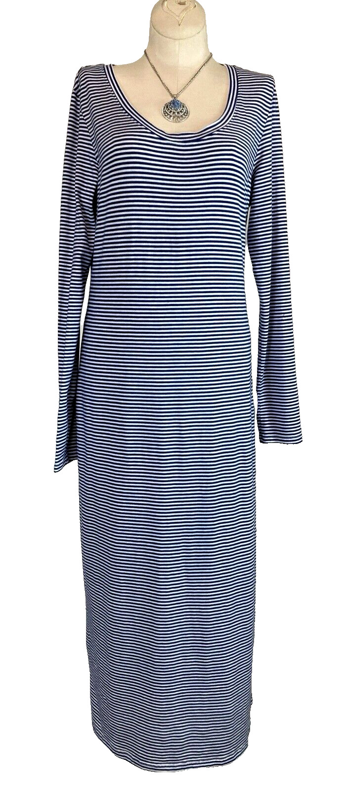 Peruvian Connection Marinero Maxi Dress Size M Quiet Luxury Nautical Classic