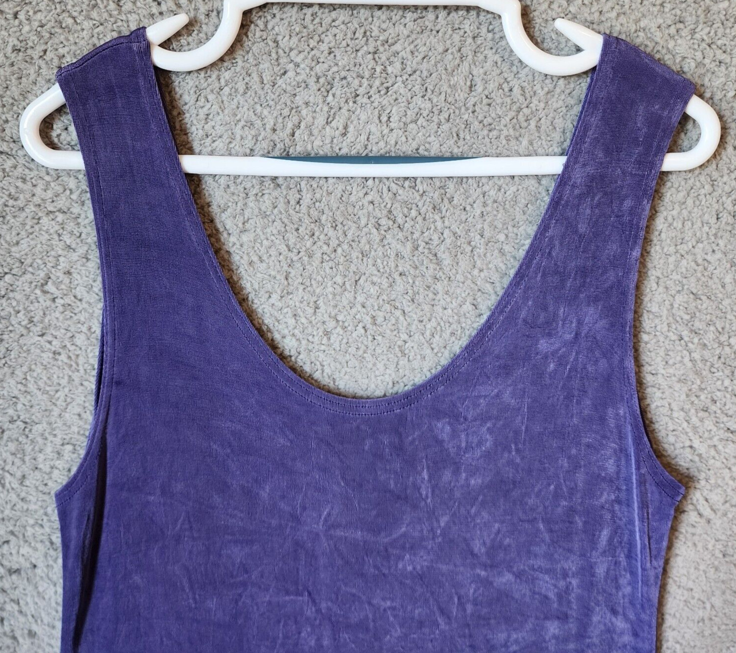 Picadilly Fashions Sleeveless Scoop Neck Dress Slinky Travelers Knit Purple Sz L