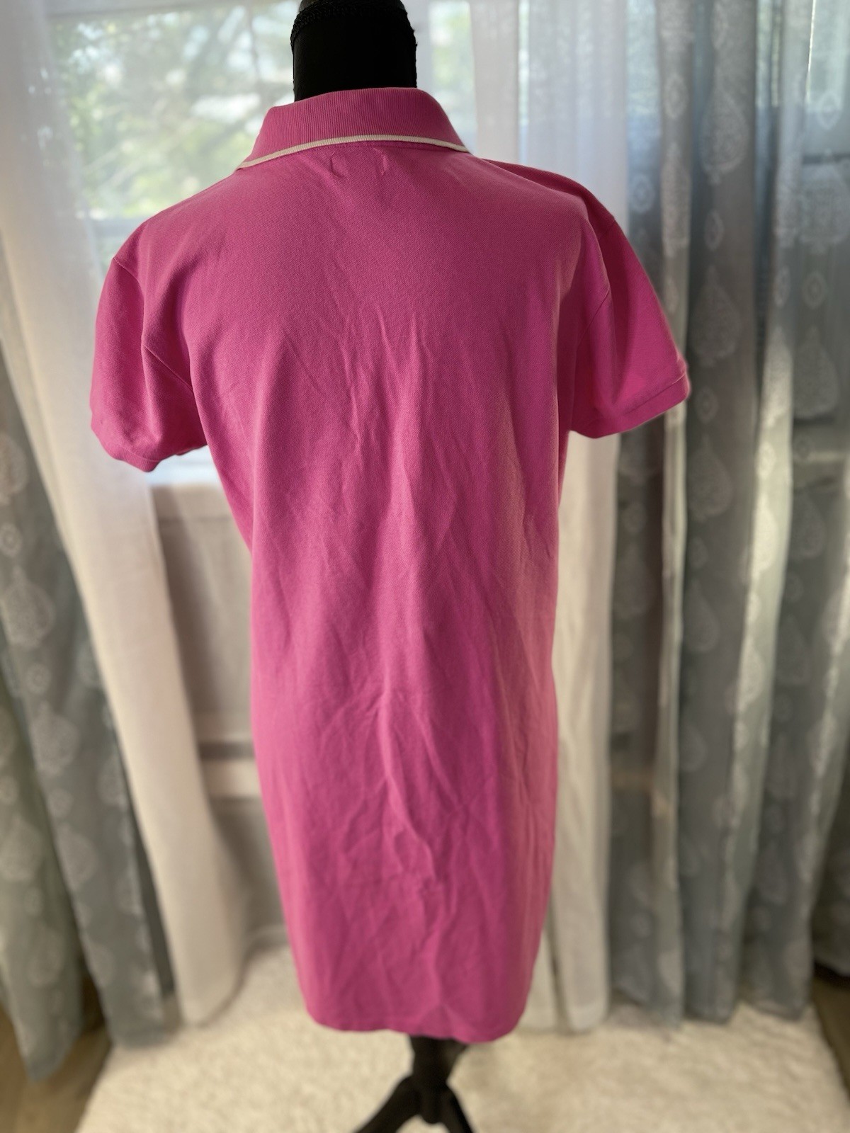U.S. Polo Assn. Pink Solid Polo Shirt Dress Collared Short Sleeve Knee Length M