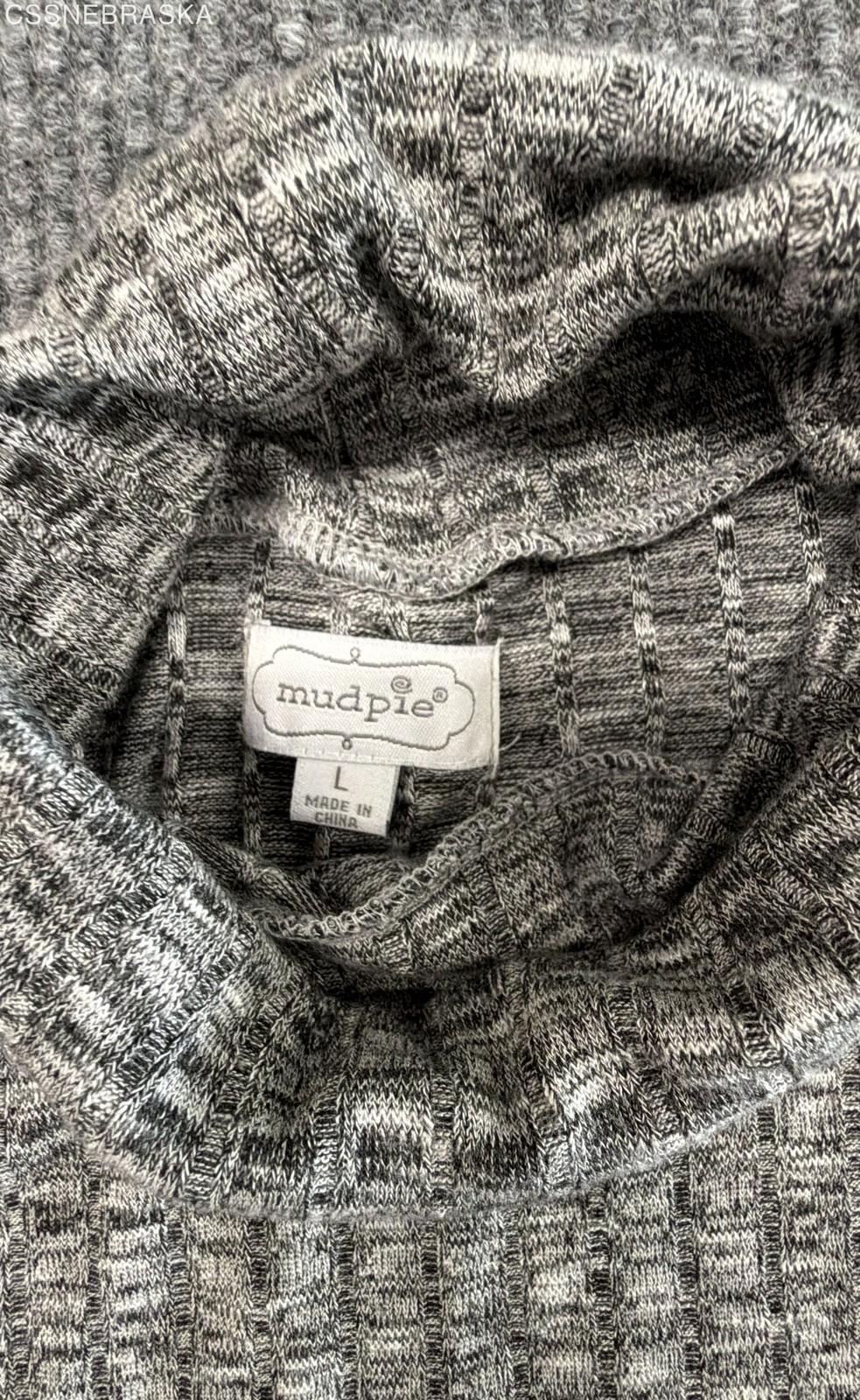 Mud Pie Women’s Gray Heather Ribbed Turtleneck Long Sleeve Knit Maxi Dress Sz L