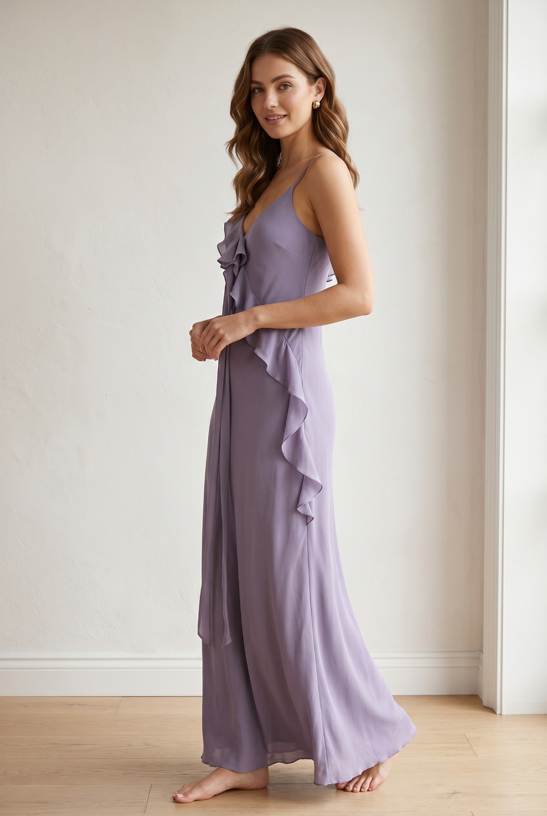 NWT Coach Silk Spaghetti Strap Maxi Dress Sz4 Lilac Purple